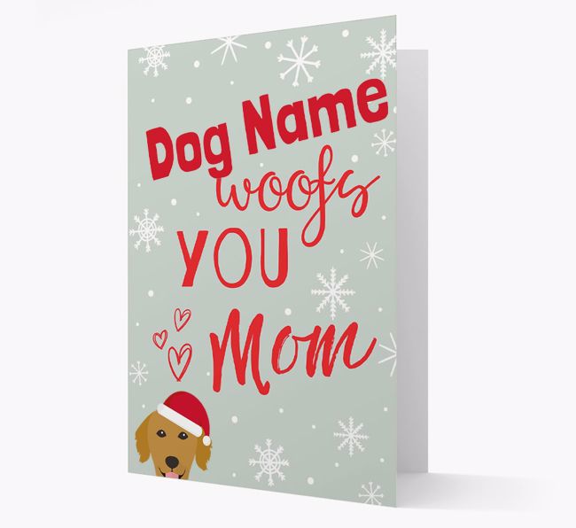 'I Woof You Mom' Card with your {breedFullName} Christmas Icon